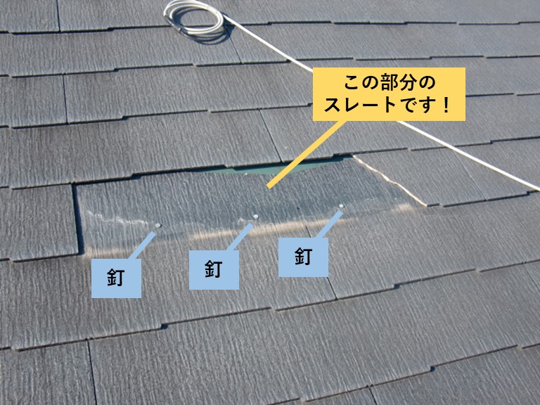 阪南市の割れたスレート