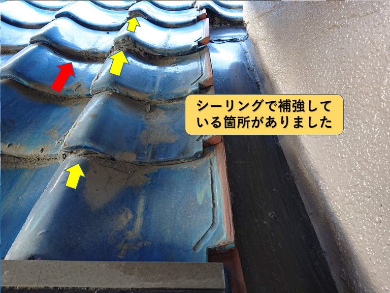 貝塚市の瓦をシーリングで補強