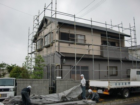真上町の外壁塗装と屋根塗装で部分塗装と足場解体