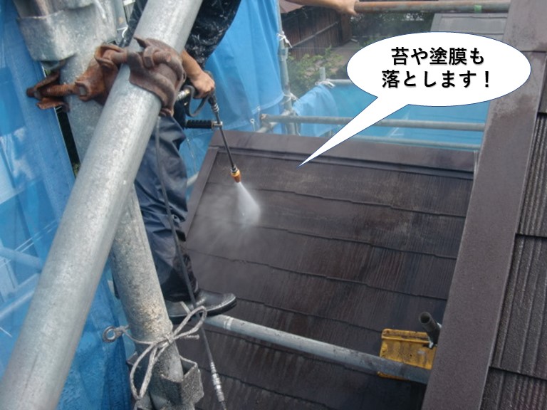 和泉市の苔や塗膜も落とします