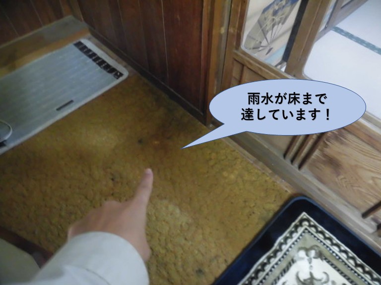 岸和田市の増築部で雨水が床まで達しています！