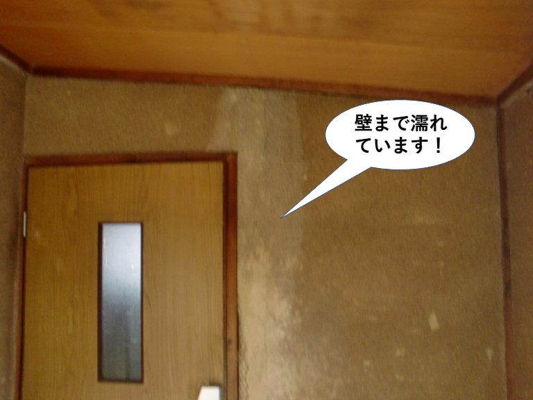 和泉市の玄関の壁まで濡れています