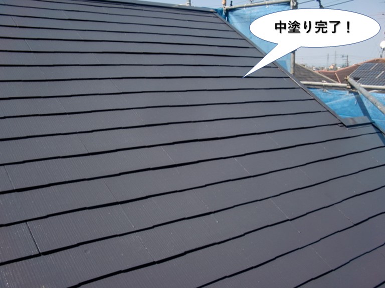 阪南市の屋根中塗り完了