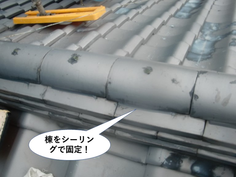 岸和田市の棟をシーリングで固定