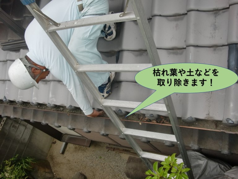 岸和田市の枯れ葉や土などを取り除きます