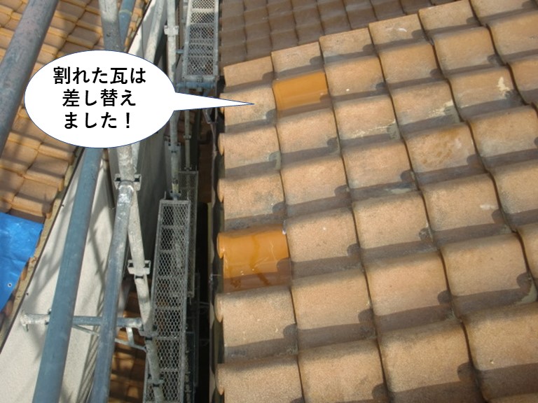 和泉市の割れた瓦は差し替えました