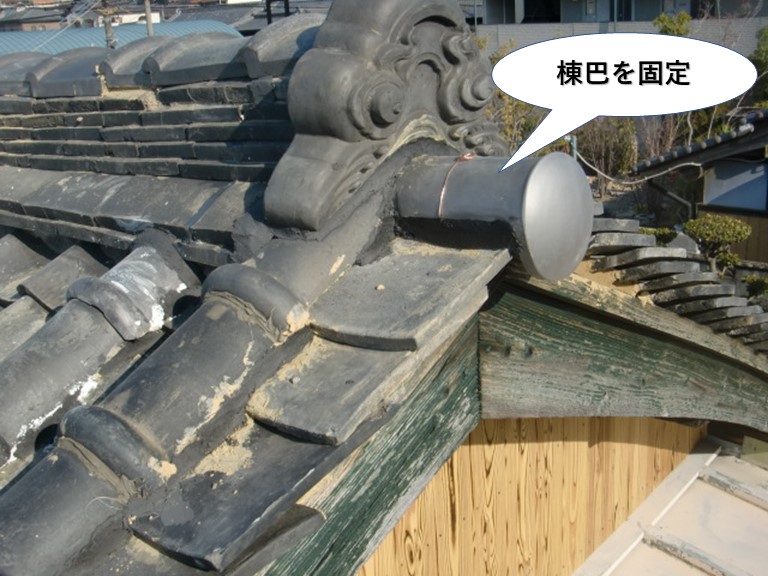 和泉市の棟巴を固定