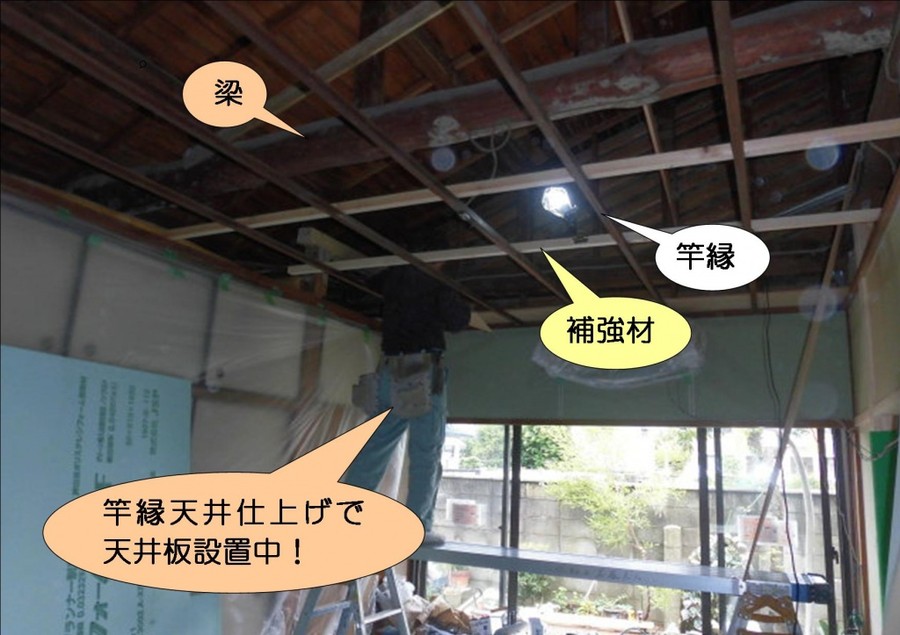 泉北郡忠岡町で竿縁天井仕上げで天井設置