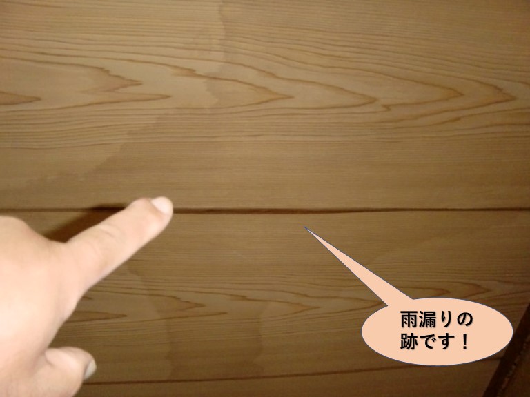 泉大津市の天井の雨漏りの跡