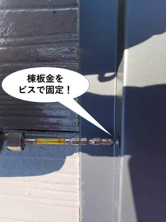 岸和田市の棟板金をビスで固定