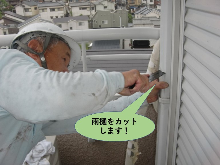 和泉市の雨樋をカットします！