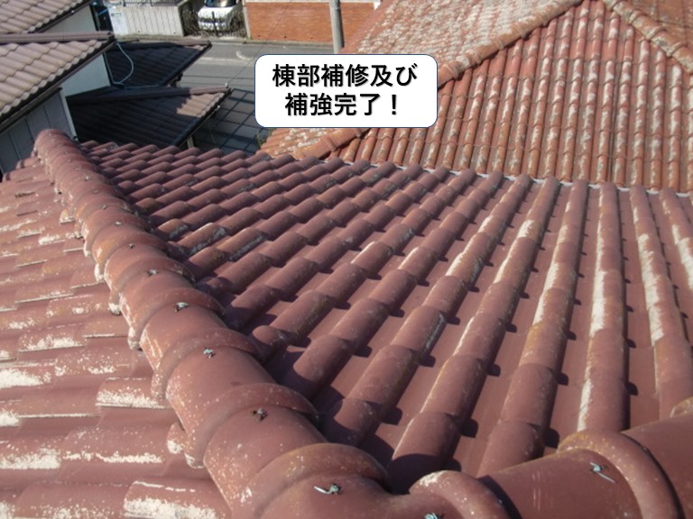 熊取町の棟部補修及び補強完了