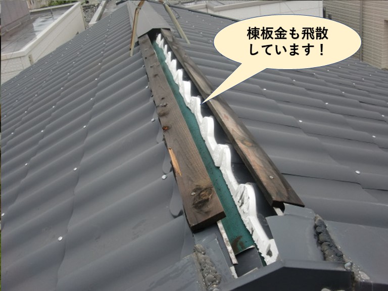 熊取町の棟板金も飛散