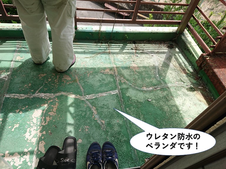 泉大津市のウレタン防水のベランダです