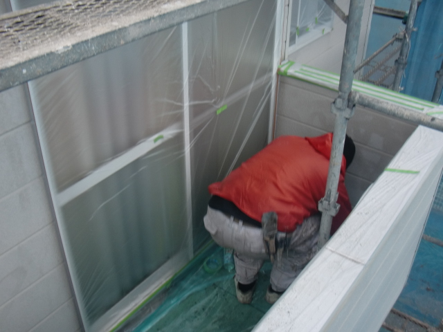 岸和田市下松町の養生作業