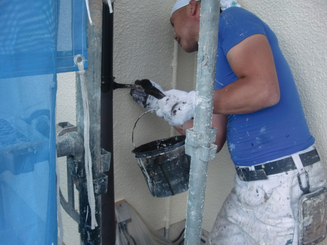 泉北郡忠岡町の外壁塗装の付帯部塗装/竪樋塗装