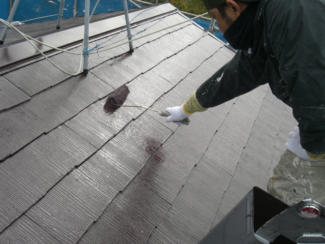 岸和田市天神山町の屋根の上塗り