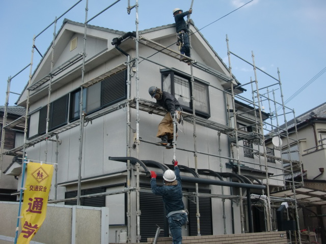 和歌山市善明寺の足場設置