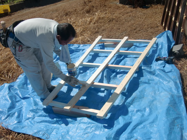 岸和田市のテラス屋根の小屋組