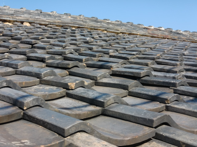 泉大津市の瓦に隙間が開いています