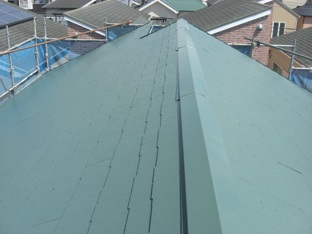 貝塚市半田の屋根上塗り完了