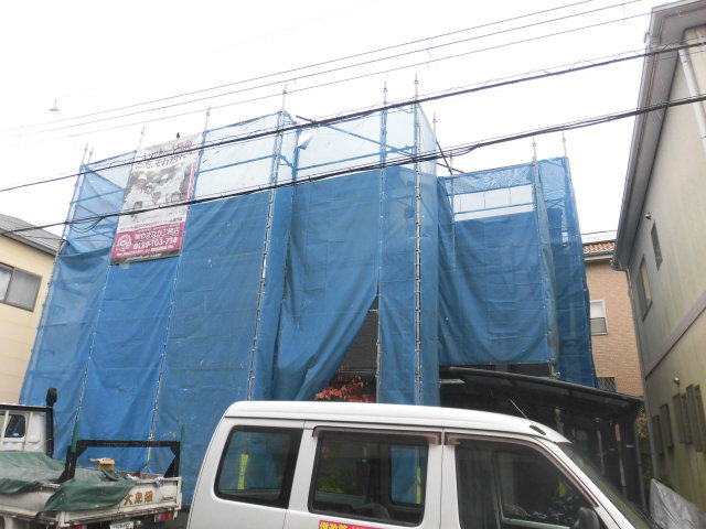 貝塚市の足場設置完了