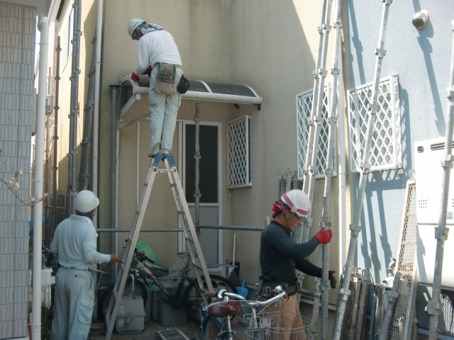 貝塚市半田のテラス屋根仮撤去