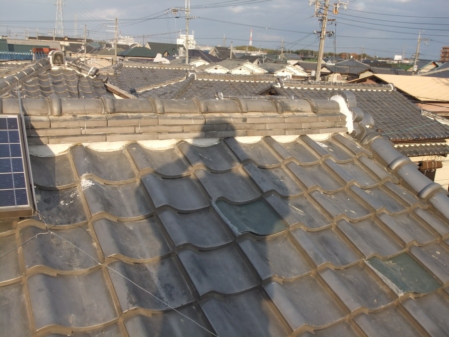 泉佐野市葵町の棟瓦積みなおし完了
