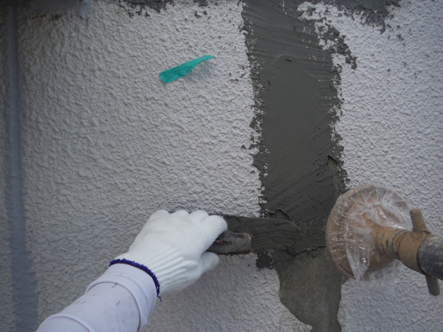 泉北郡忠岡町の塗膜の劣化部撤去しカチオンしごき塗り