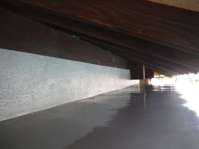 岸和田市包近町の陸屋根にトップコート塗布完了