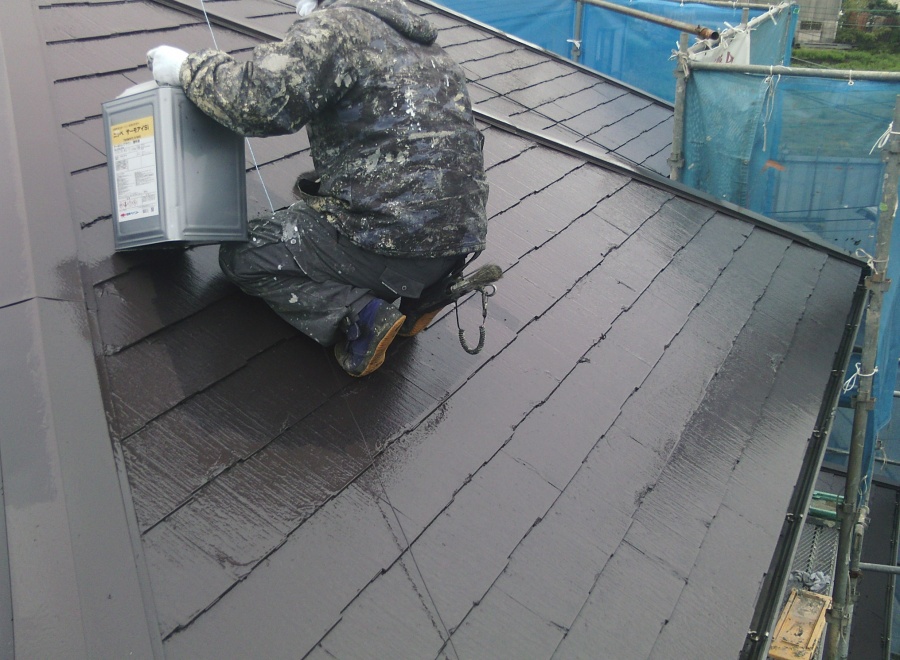 岸和田市尾生町のスレート屋根の上塗り