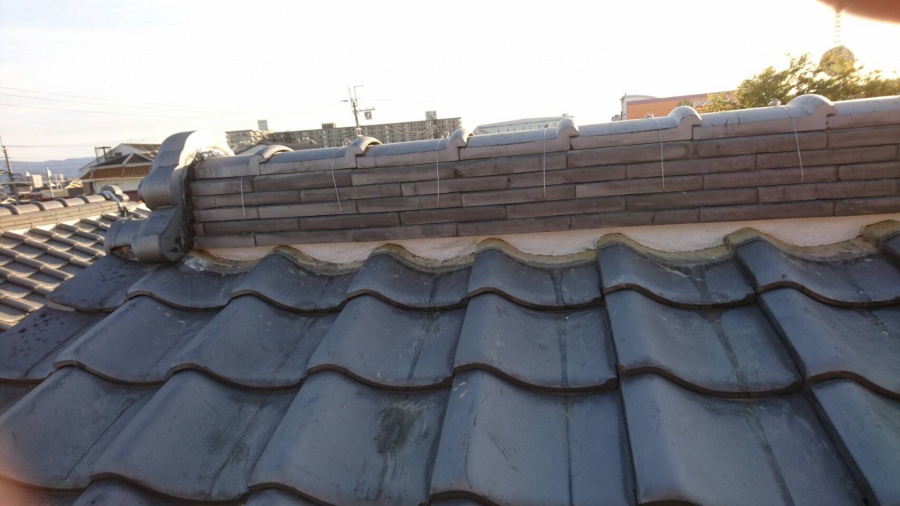 岸和田市の棟瓦積み直し