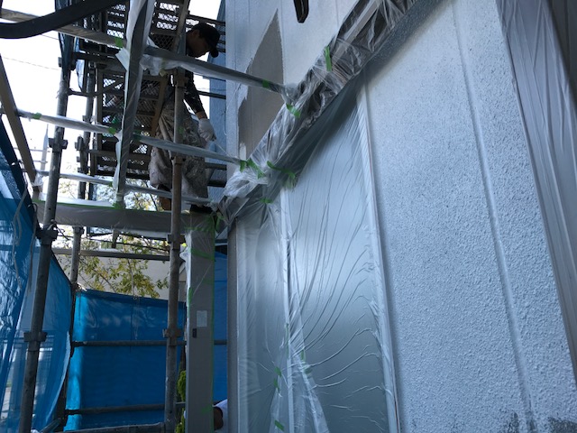 貝塚市の窓周りなど養生