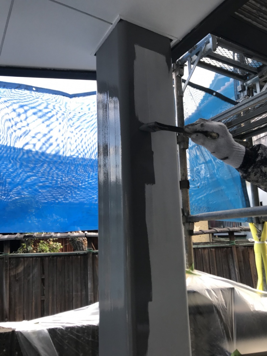 岸和田市の庇を塗装