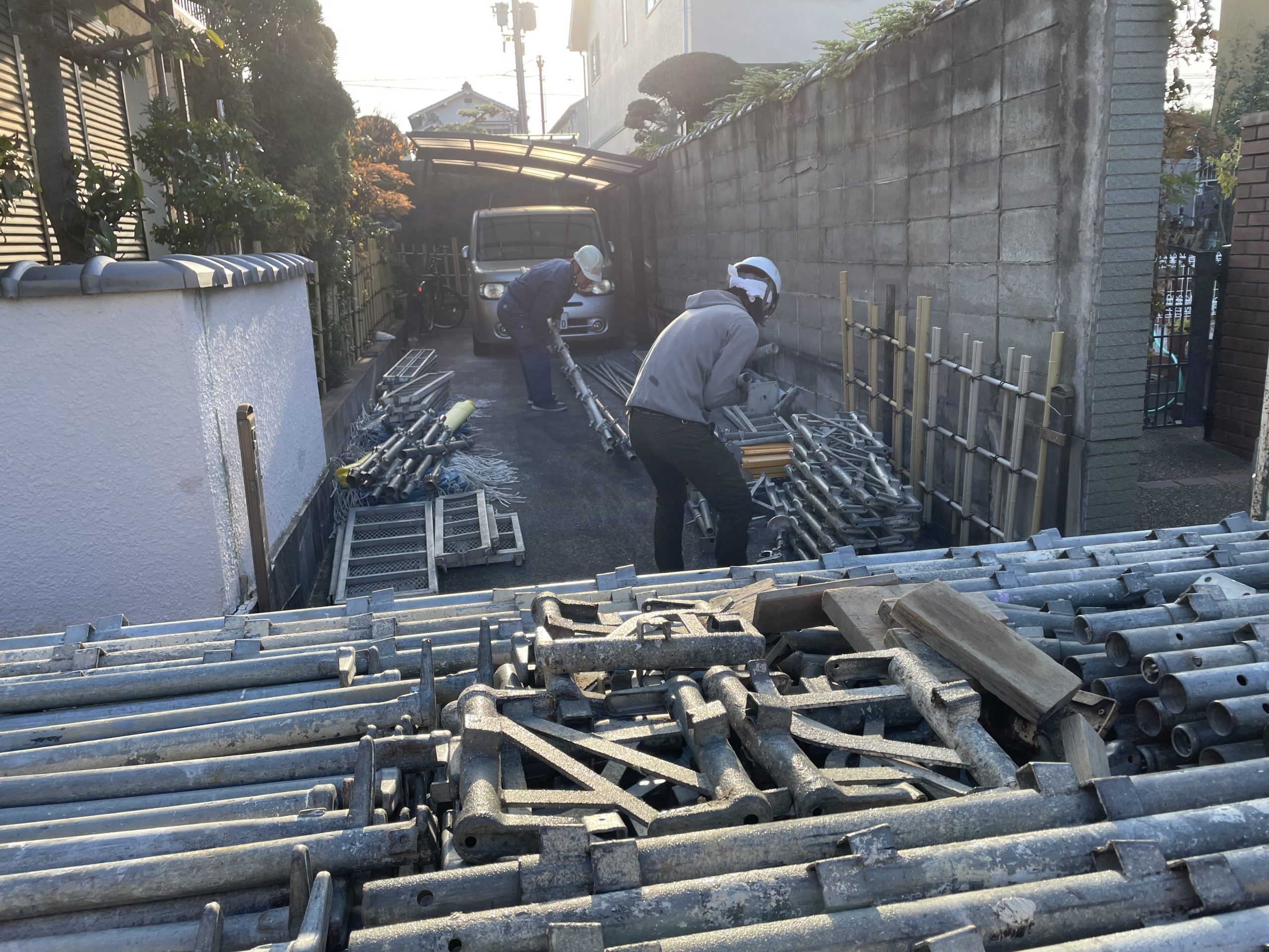 岸和田市で足場を設置しました