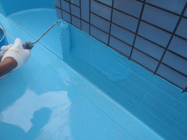 貝塚市石才のバルコニーにウレタン樹脂塗布2回目