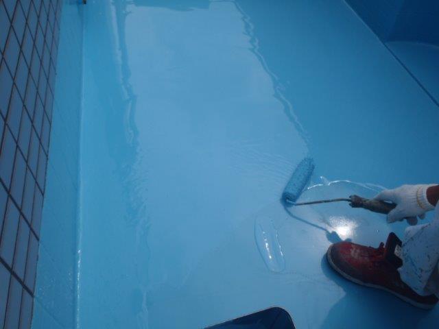 貝塚市石才のバルコニーにウレタン樹脂塗布2回目