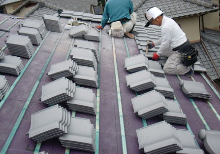 岸和田市天神山町の淡路産特上和瓦の葺き替え