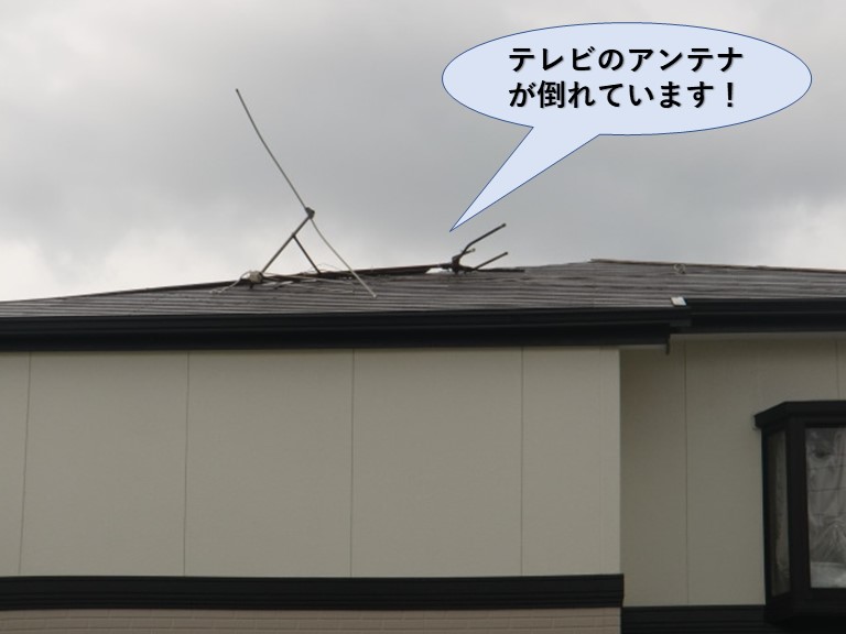 岸和田市のテレビのアンテナが倒壊
