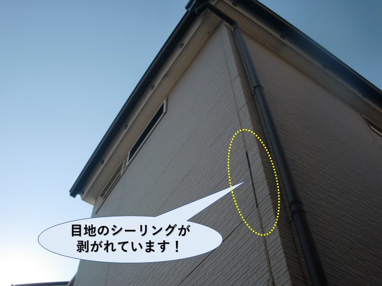 高石市の目地のシーリングが剥がれています