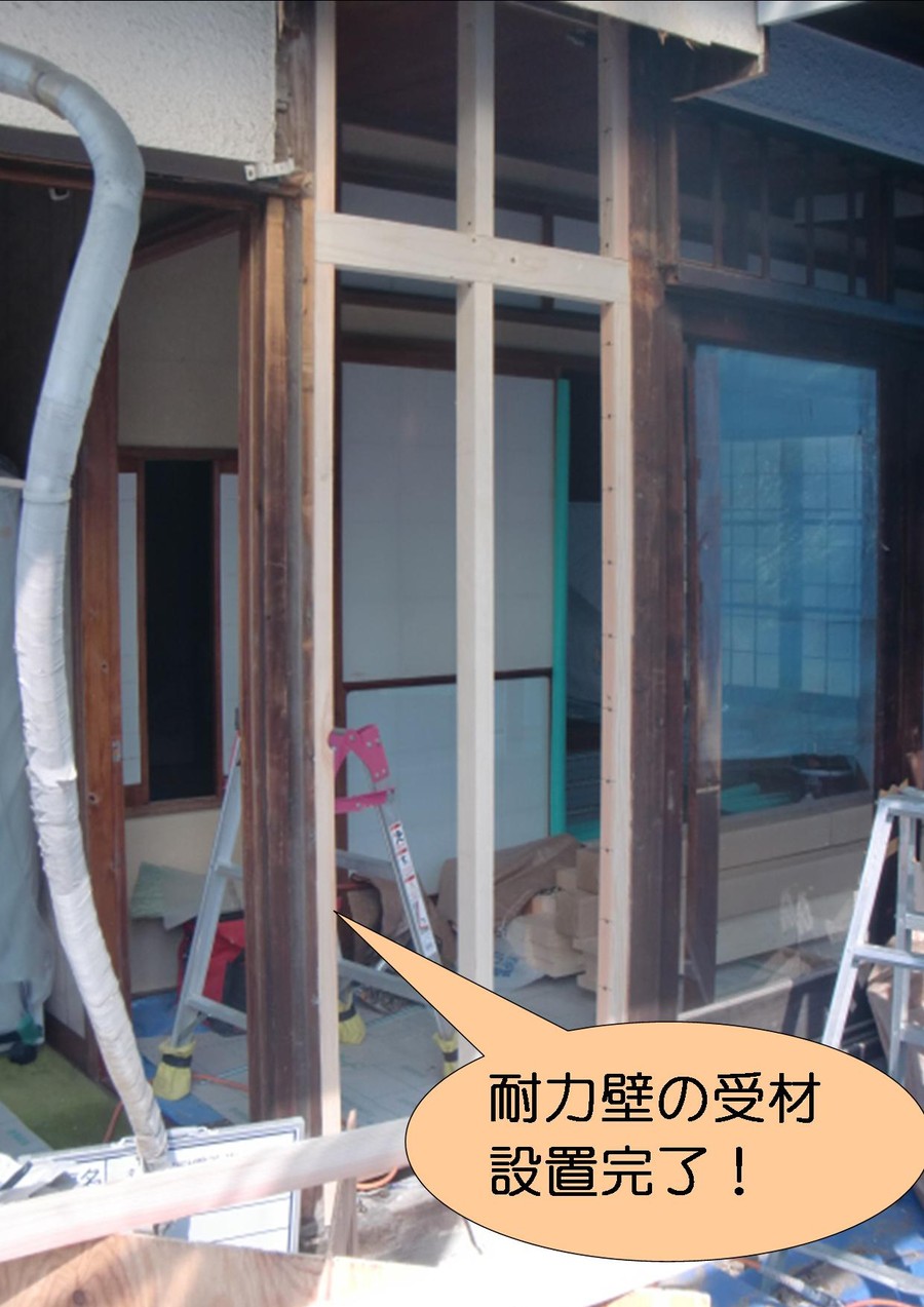 泉北郡忠岡町で耐力壁の受材設置完了