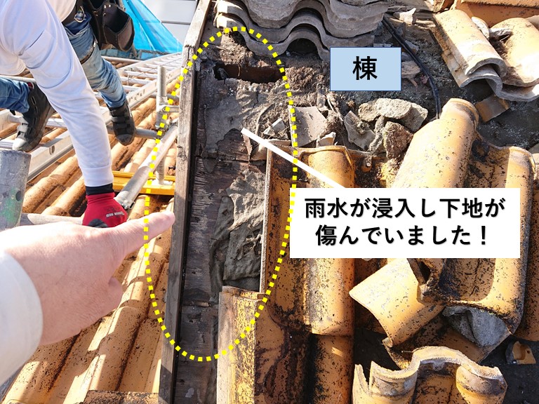 和泉市の屋根から雨水が浸入し下地が腐食