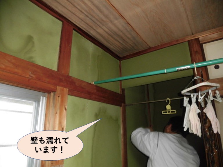 岸和田市の壁も濡れています！