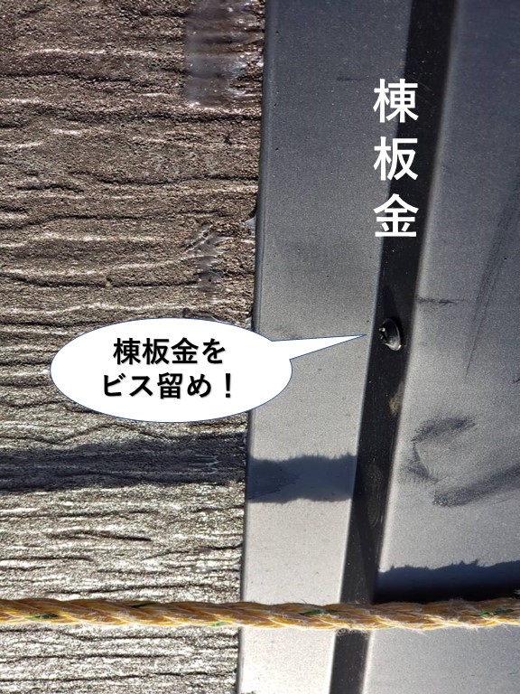 岸和田市の棟板金をビス留め