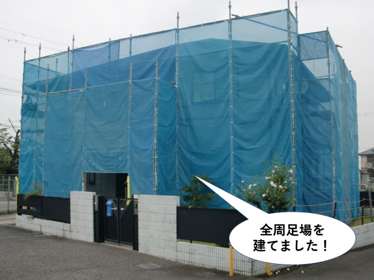 泉大津市で全周足場を建てました