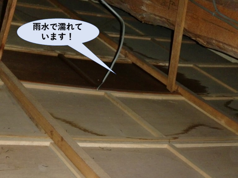 岸和田市の小屋裏雨漏り状況