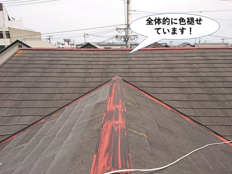 岬町の屋根が全体的に色褪せています