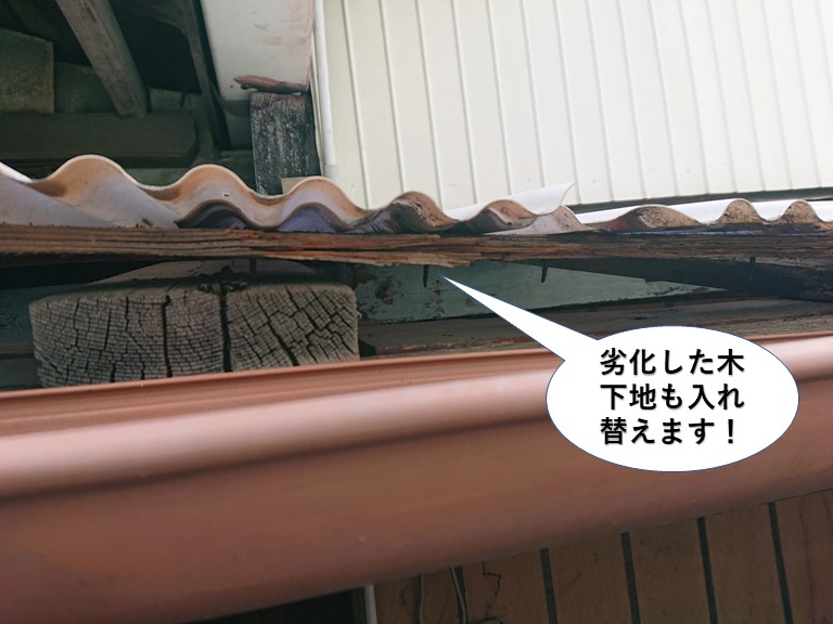 貝塚市の劣化した木下地も入れ替えます