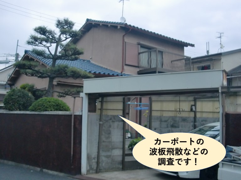 忠岡町のカーポートの波板などの調査