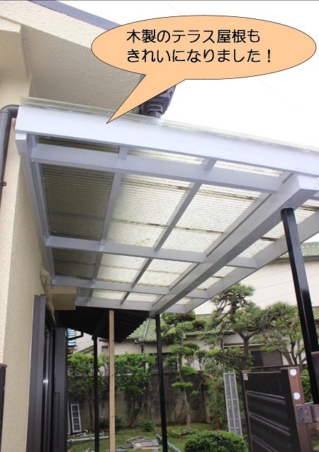 泉北郡忠岡町で木製のテラス屋根塗装